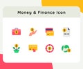 money and finance icons set collection collections package white isolated background with color flat style Royalty Free Stock Photo