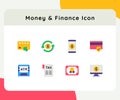 money and finance income icon icons set collection collections package white isolated background with color flat style Royalty Free Stock Photo