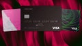 Money, finance, payments concept, 3D animation with new visa credit cards. Motion. Presentation of a new colorful design