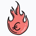 Money fire color vector icon. Drawing sketch illustration hand drawn line eps10