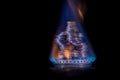 Money on fire. The concept of high prices for natural gas. Royalty Free Stock Photo