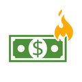 Money On Fire icon, sign, logo Royalty Free Stock Photo