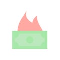 money fire icon. Simple color vector elements of bankruptcy icons for ui and ux, website or mobile application