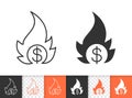 Money Fire simple black line vector icon
