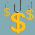 Money fishing hook Royalty Free Stock Photo