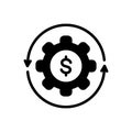 Black solid icon for Money Flow, cash and recycle Royalty Free Stock Photo