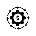 Black solid icon for Money Flow, cash and recycle