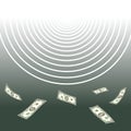 Money flowing poster. Cash earnings way. Income pathway background. Flyer.