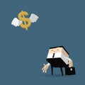 Money is flying away from businessman Royalty Free Stock Photo