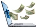 Money flying out of laptop