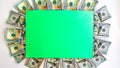 Money frame, 100 dollars, american money, Mockup frame made of hundred-dollar banknotes, copy space for your text Royalty Free Stock Photo