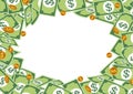 Money frame with pile dollar Royalty Free Stock Photo