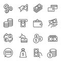 Money, funds and finances linear vector icons set Royalty Free Stock Photo