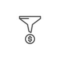 Money funnel line icon