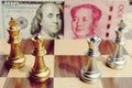 Money game. Chess game. Referring two big countries's conflict. Trade war Royalty Free Stock Photo