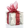 Money gift box of 5 dollar Royalty Free Stock Photo