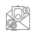 Money gift icon, linear isolated illustration, thin line vector, web design sign, outline concept symbol with editable Royalty Free Stock Photo