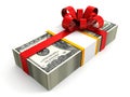 Money gift pack of 100 dollars with red ribbon bow Royalty Free Stock Photo