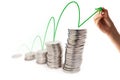 Money graph evolution Royalty Free Stock Photo