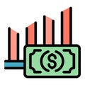 Money graph icon vector flat