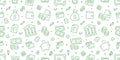 Money green seamless pattern. Vector background included line icons as piggy bank, wallet, credit card, coin, banknote