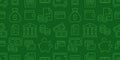 Money green seamless pattern. Vector on green background included line icons as piggy bank, wallet, invoice, receipt