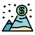 Money grow mountains icon color outline vector