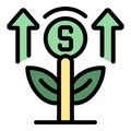 Money grow plant icon vector flat