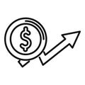 Money grow up icon outline vector. Service benefit