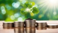 money growht in soil and tree concept, business success finance Royalty Free Stock Photo