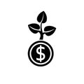 Money growth black icon. Investment concept.