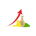 Vector growth icon of dollar money Royalty Free Stock Photo