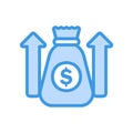 Money Growth icon in blue style about marketing and growth for any projects Royalty Free Stock Photo