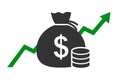 Money growth icon, capital increase, savings accumulation, dollar rate increase, investment concept Ã¢â¬â vector