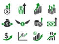 Money growth icon set, capital increase, savings accumulation, dollar rate increase Ã¢â¬â for stock