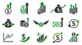 Money growth icon set, capital increase, savings accumulation, dollar rate increase Ã¢â¬â for stock Royalty Free Stock Photo