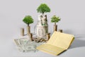 Money growth Saving money. Upper tree coins to shown concept of growing business