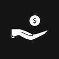 Money in hand on black background. flat style. dollar sign. Royalty Free Stock Photo
