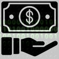 Money in hand icon on the background of the binary code. Royalty Free Stock Photo