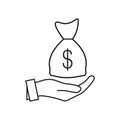 Money in hand icon in trendy flat style design. Vector graphic illustration. Suitable for website design, logo, app, and ui. EPS Royalty Free Stock Photo