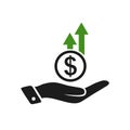 Money in hand. Money growth icon, capital increase, savings accumulation, dollar rate increase Ã¢â¬â vector Royalty Free Stock Photo