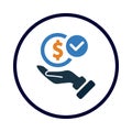 money, hand, tick, payment, money on hand icon
