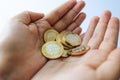 Money in the hands of a woman Royalty Free Stock Photo