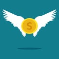 Money has wings to fly. The concept of floating money. financially independent Vector