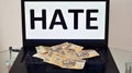 Money for hate online. Concept. Royalty Free Stock Photo