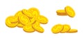 Money heaps pile gold coin flat cartoon set vector