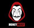 Money Heist Title With Dali Mask Clothes Red La Casa De Papel Design Graphic Netflix Film Abstract Vector Royalty Free Stock Photo