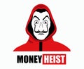 Money Heist Title With Dali Mask Clothes Red La Casa De Papel Design Graphic Netflix Film Illustration Vector Royalty Free Stock Photo