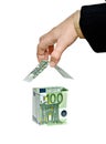 Money home and hand Royalty Free Stock Photo