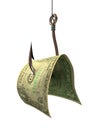 Money on a Hook - Concepts and Symbols Royalty Free Stock Photo